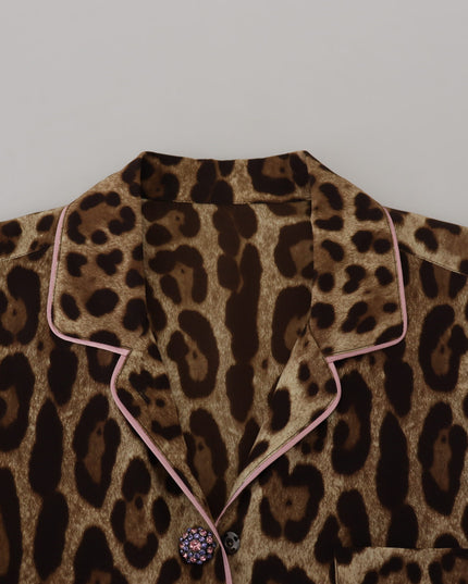 Dolce & Gabbana Brown Leopard Print Long Sleeves Blouse Top