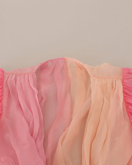 Dolce & Gabbana Pink Silk Wrap Long Sleeves Blouse Top