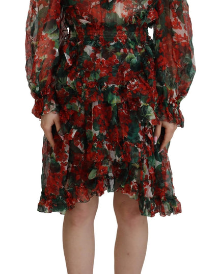 Dolce & Gabbana Multicolor Geranium A-line Knee Length Dress