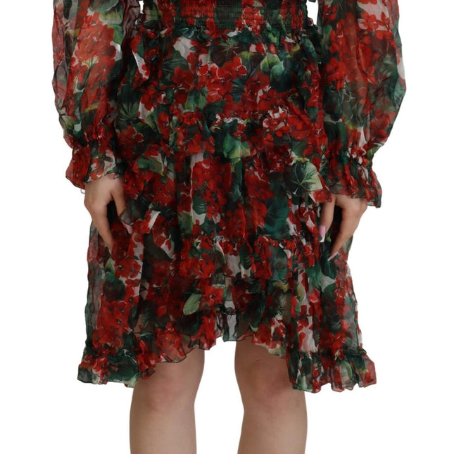 Dolce & Gabbana Multicolor Geranium A-line Knee Length Dress
