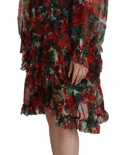 Dolce & Gabbana Multicolor Geranium A-line Knee Length Dress