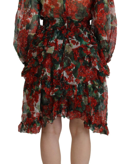 Dolce & Gabbana Multicolor Geranium A-line Knee Length Dress