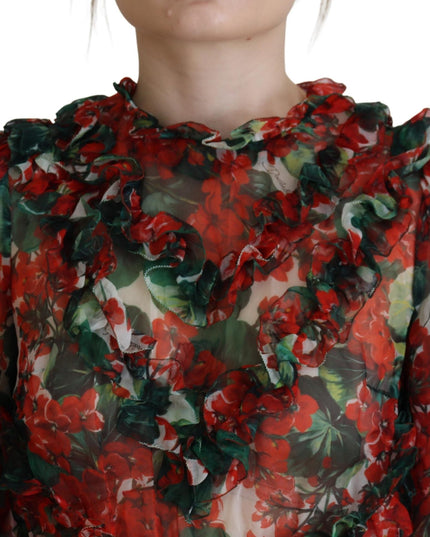 Dolce & Gabbana Multicolor Geranium A-line Knee Length Dress