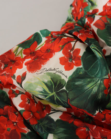 Dolce & Gabbana Multicolor Geranium Silk Sheath Midi Dress