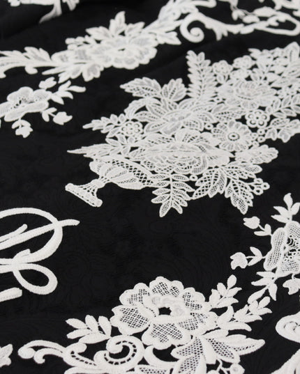 Dolce & Gabbana Black Lace Trim Half Sleeves A-line Dress