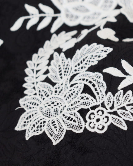 Dolce & Gabbana Black Lace Trim Half Sleeves A-line Dress