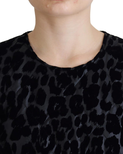 Dolce & Gabbana Black Leopard Shift Mini Polyester Dress