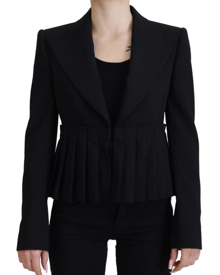Dolce & Gabbana Black Single Breasted Fit Blazer Wool Jacket