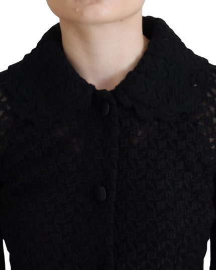 Dolce & Gabbana Black Wool Knitted Button Down Collar Jacket