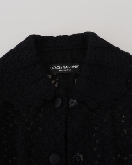 Dolce & Gabbana Black Wool Knitted Button Down Collar Jacket