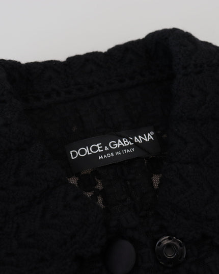 Dolce & Gabbana Black Wool Knitted Button Down Collar Jacket