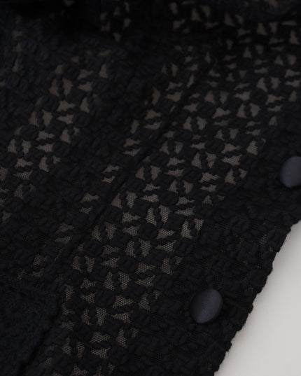 Dolce & Gabbana Black Wool Knitted Button Down Collar Jacket