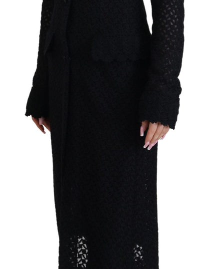 Dolce & Gabbana Black Button Down Long Blazer Cotton Jacket