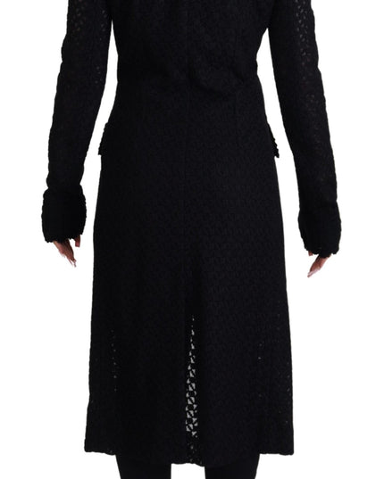 Dolce & Gabbana Black Button Down Long Blazer Cotton Jacket