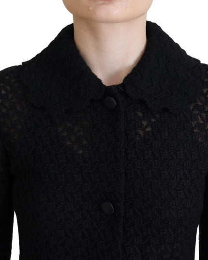 Dolce & Gabbana Black Button Down Long Blazer Cotton Jacket