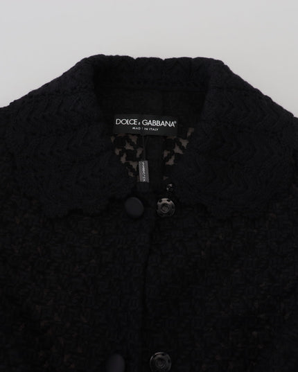 Dolce & Gabbana Black Button Down Long Blazer Cotton Jacket