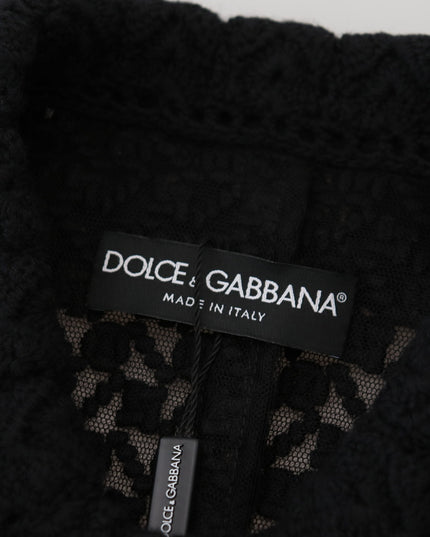 Dolce & Gabbana Black Button Down Long Blazer Cotton Jacket