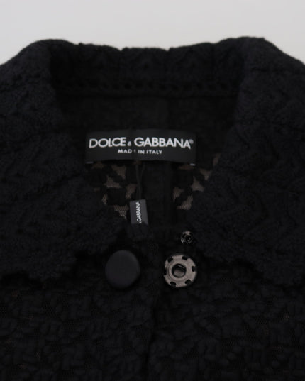 Dolce & Gabbana Black Button Down Long Blazer Cotton Jacket