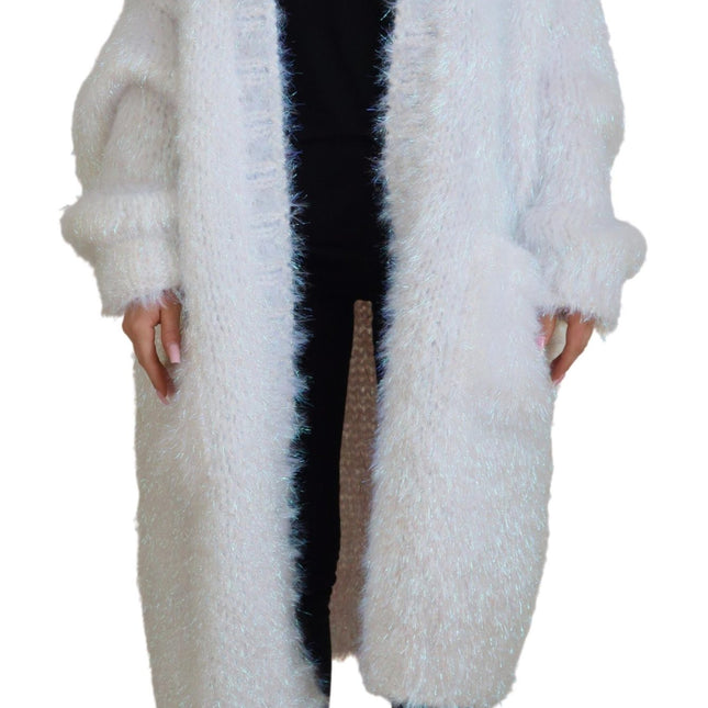 Dolce & Gabbana White Long Sleeves Fringes Cardigan Jacket