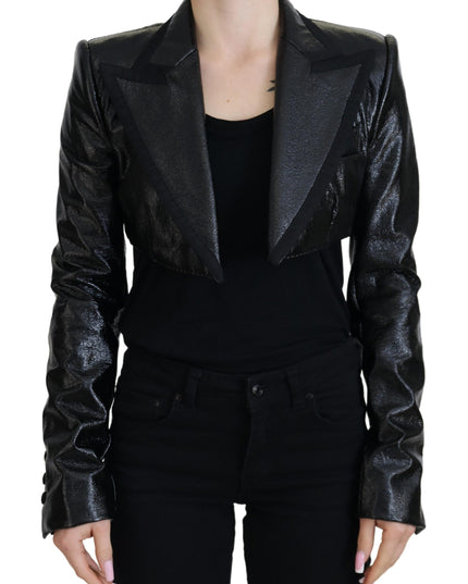 Dolce & Gabbana Black Long Sleeves Crop Blazer Cotton Jacket