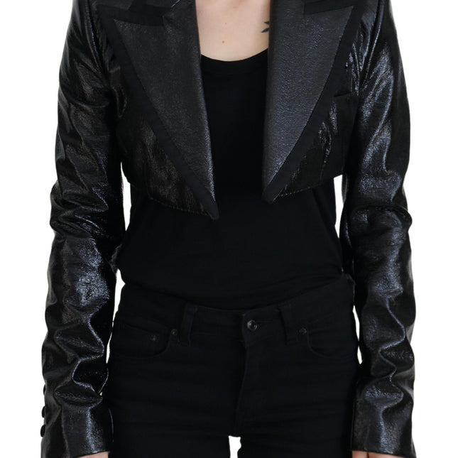 Dolce & Gabbana Black Long Sleeves Crop Blazer Cotton Jacket
