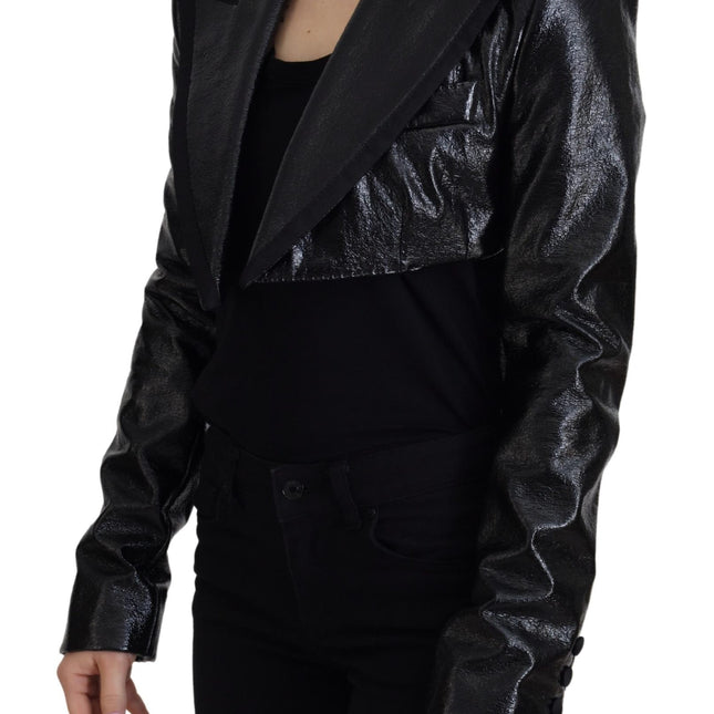 Dolce & Gabbana Black Long Sleeves Crop Blazer Cotton Jacket