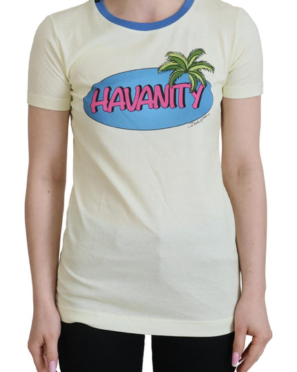 Dolce & Gabbana Yellow Havanity Round Neck Tee Cotton T-shirt