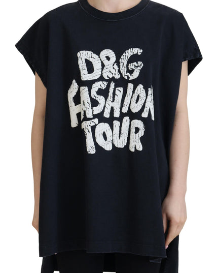 Dolce & Gabbana Black D&G Fashion Round Neck Cotton T-shirt