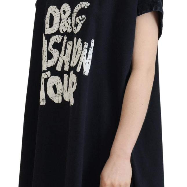 Dolce & Gabbana Black D&G Fashion Round Neck Cotton T-shirt