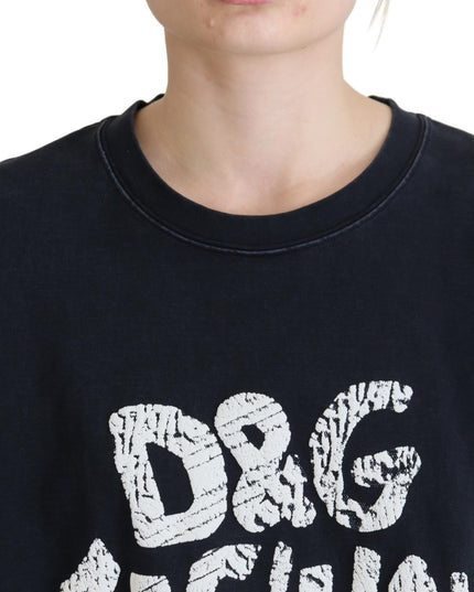 Dolce & Gabbana Black D&G Fashion Round Neck Cotton T-shirt