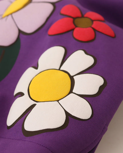 Dolce & Gabbana Purple Floral Print Pullover  Cotton Sweater