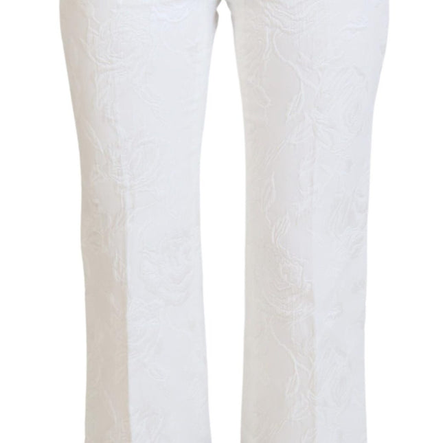Dolce & Gabbana White Leopard Print High Waist Pants