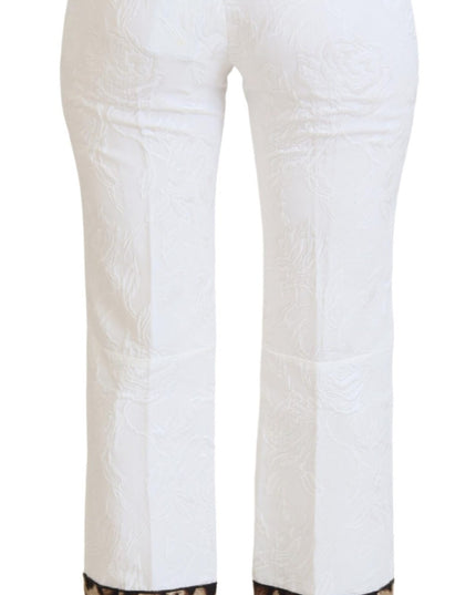 Dolce & Gabbana White Leopard Print High Waist Pants