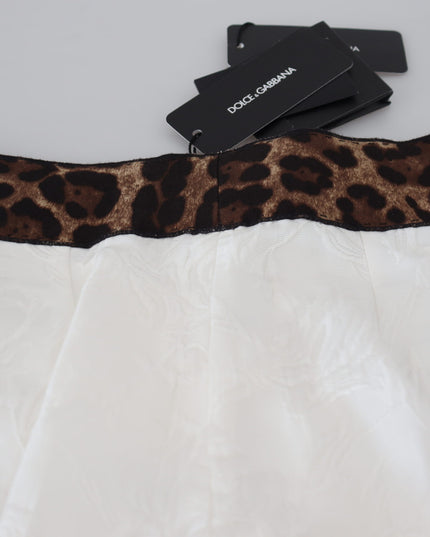 Dolce & Gabbana White Leopard Print High Waist Pants
