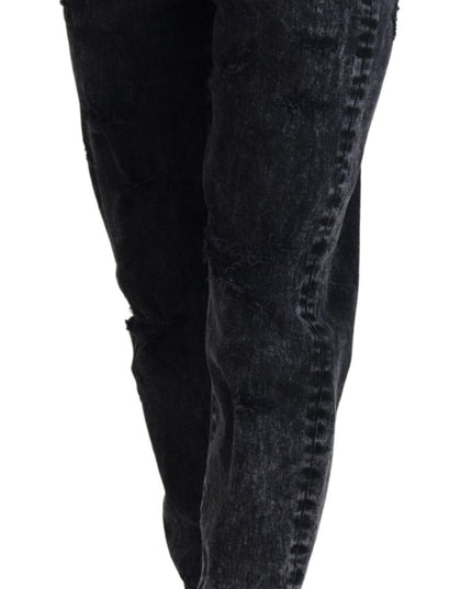 Dolce & Gabbana Black Washed Cotton High Waist Denim Jeans