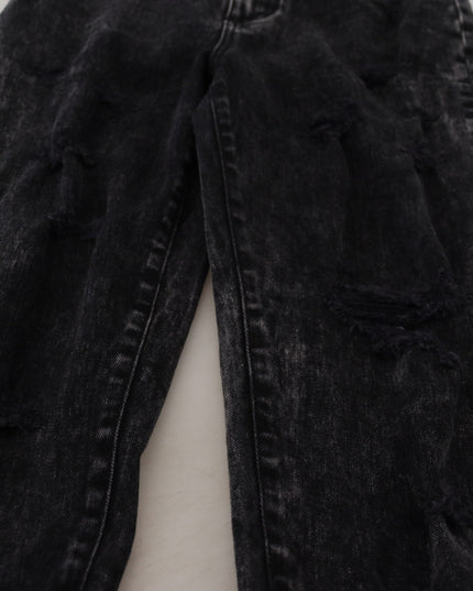 Dolce & Gabbana Black Washed Cotton High Waist Denim Jeans