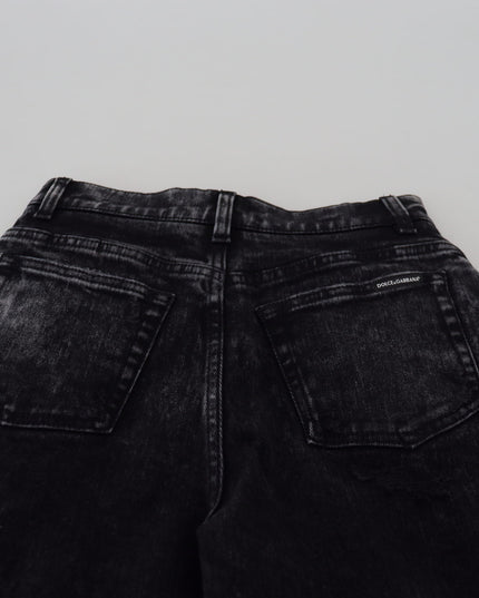 Dolce & Gabbana Black Washed Cotton High Waist Denim Jeans