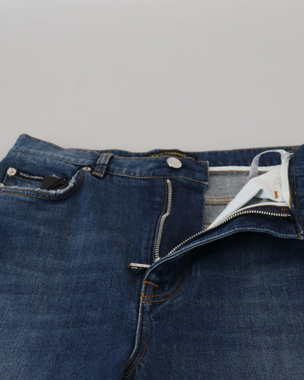 Dolce & Gabbana Blue Cotton High Waist Skinny Denim Jeans