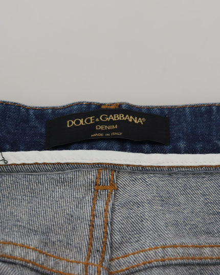 Dolce & Gabbana Blue Cotton High Waist Skinny Denim Jeans