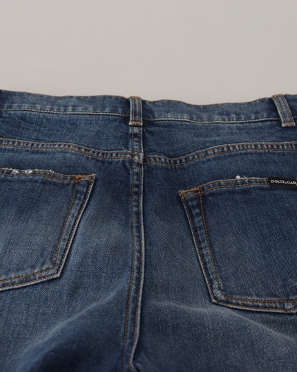Dolce & Gabbana Blue Cotton High Waist Skinny Denim Jeans