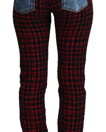 Dolce & Gabbana Blue Checkered Back Skinny Denim Jeans