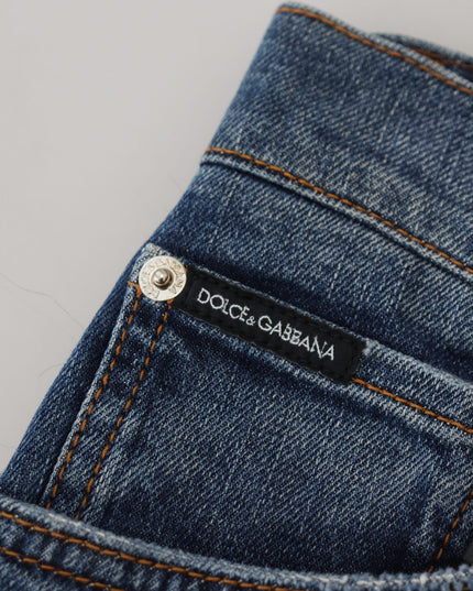 Dolce & Gabbana Blue Checkered Back Skinny Denim Jeans