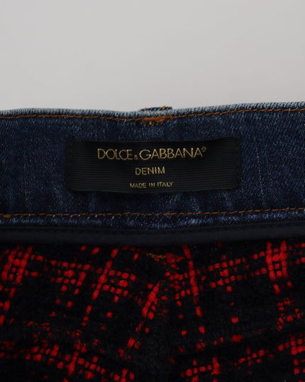 Dolce & Gabbana Blue Checkered Back Skinny Denim Jeans