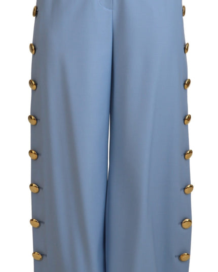 Dolce & Gabbana Light Blue Button Wide Leg Pants