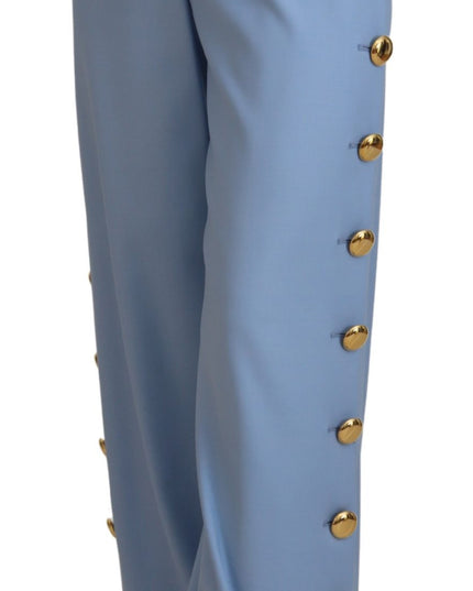 Dolce & Gabbana Light Blue Button Wide Leg Pants