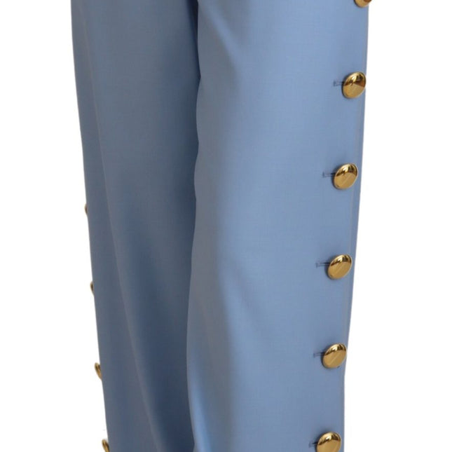 Dolce & Gabbana Light Blue Button Wide Leg Pants