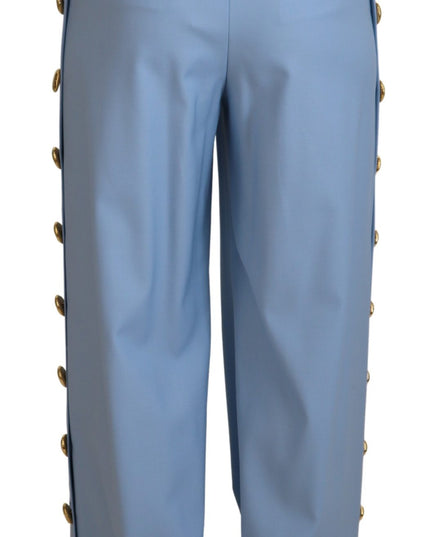 Dolce & Gabbana Light Blue Button Wide Leg Pants