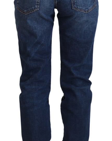 Dolce & Gabbana Black Floral Lace Front Skinny Denim Jeans