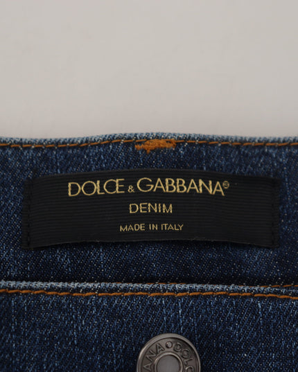 Dolce & Gabbana Black Floral Lace Front Skinny Denim Jeans