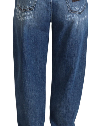 Dolce & Gabbana Blue Washed Cotton Tattered Denim Jeans